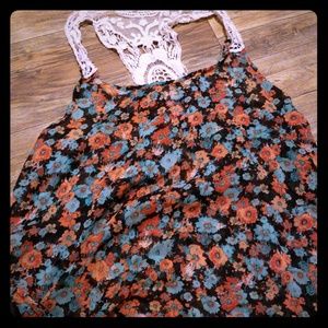 Sheer floral tank top